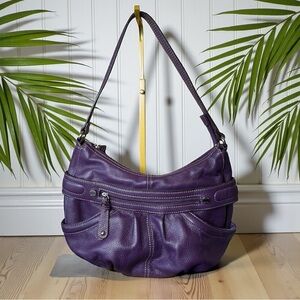 Vintage Tignanello Purple Genuine Leather Shoulder Bag
